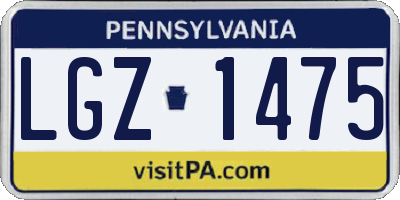 PA license plate LGZ1475