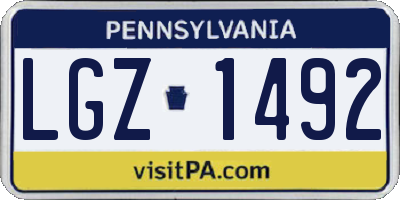 PA license plate LGZ1492