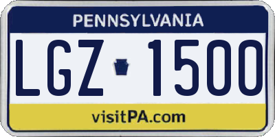 PA license plate LGZ1500