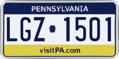 PA license plate LGZ1501