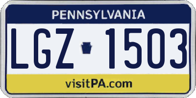 PA license plate LGZ1503