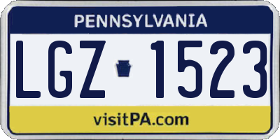 PA license plate LGZ1523