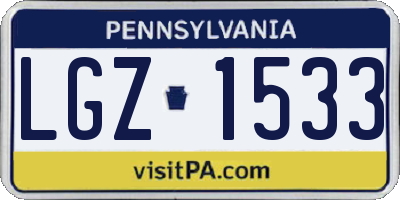 PA license plate LGZ1533
