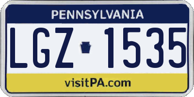 PA license plate LGZ1535