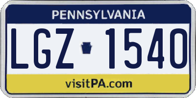 PA license plate LGZ1540