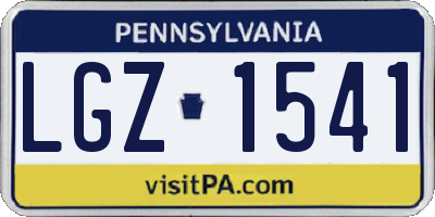 PA license plate LGZ1541
