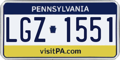 PA license plate LGZ1551