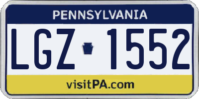 PA license plate LGZ1552