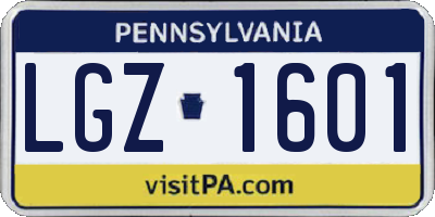 PA license plate LGZ1601