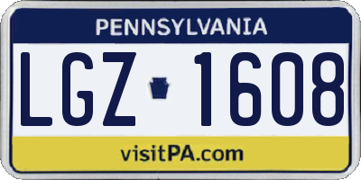 PA license plate LGZ1608