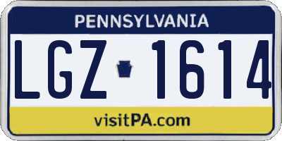 PA license plate LGZ1614