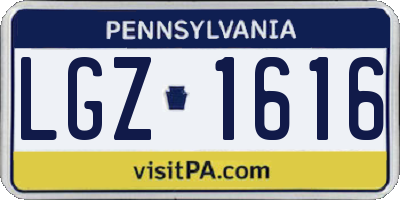 PA license plate LGZ1616