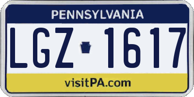 PA license plate LGZ1617
