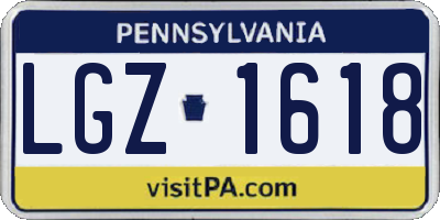 PA license plate LGZ1618