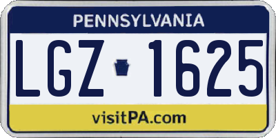 PA license plate LGZ1625