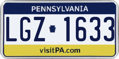 PA license plate LGZ1633