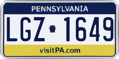 PA license plate LGZ1649