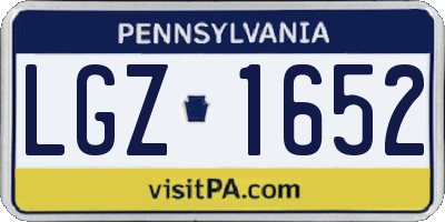 PA license plate LGZ1652