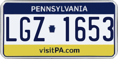 PA license plate LGZ1653
