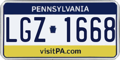 PA license plate LGZ1668