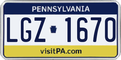 PA license plate LGZ1670