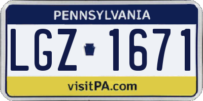 PA license plate LGZ1671