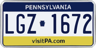 PA license plate LGZ1672