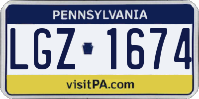 PA license plate LGZ1674