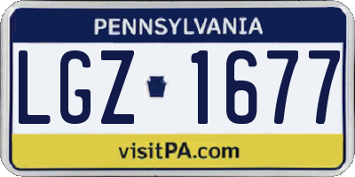 PA license plate LGZ1677