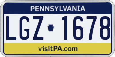 PA license plate LGZ1678