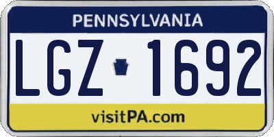 PA license plate LGZ1692