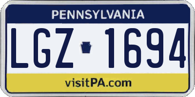 PA license plate LGZ1694
