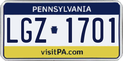 PA license plate LGZ1701