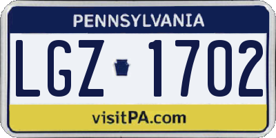 PA license plate LGZ1702