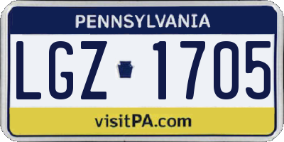 PA license plate LGZ1705