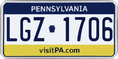 PA license plate LGZ1706