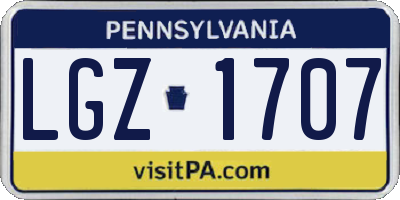 PA license plate LGZ1707