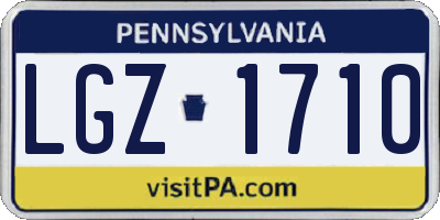 PA license plate LGZ1710