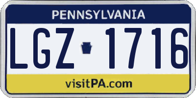 PA license plate LGZ1716