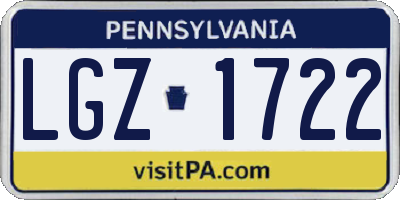 PA license plate LGZ1722
