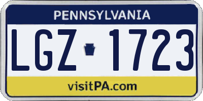 PA license plate LGZ1723