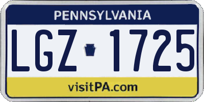 PA license plate LGZ1725