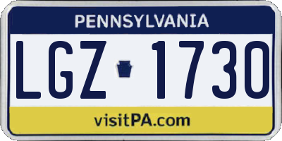 PA license plate LGZ1730