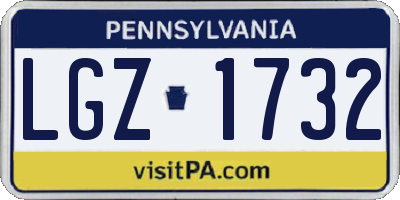 PA license plate LGZ1732