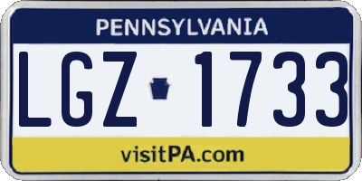 PA license plate LGZ1733
