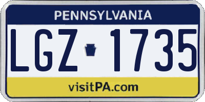 PA license plate LGZ1735