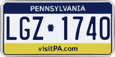 PA license plate LGZ1740