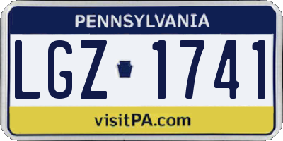 PA license plate LGZ1741