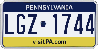 PA license plate LGZ1744