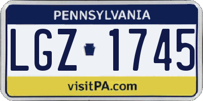 PA license plate LGZ1745